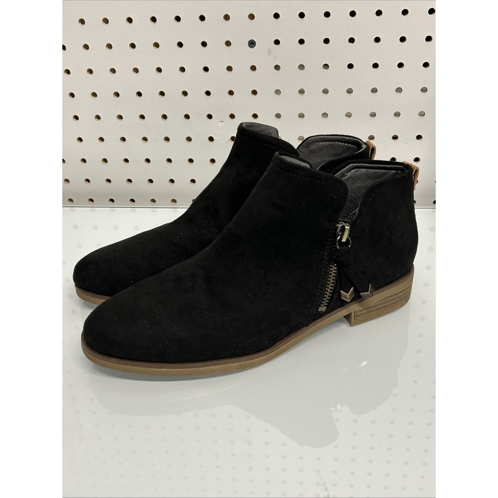 New Dr. Scholls Astir Black Faux Suede Booties Ankle Boots 8.5M
